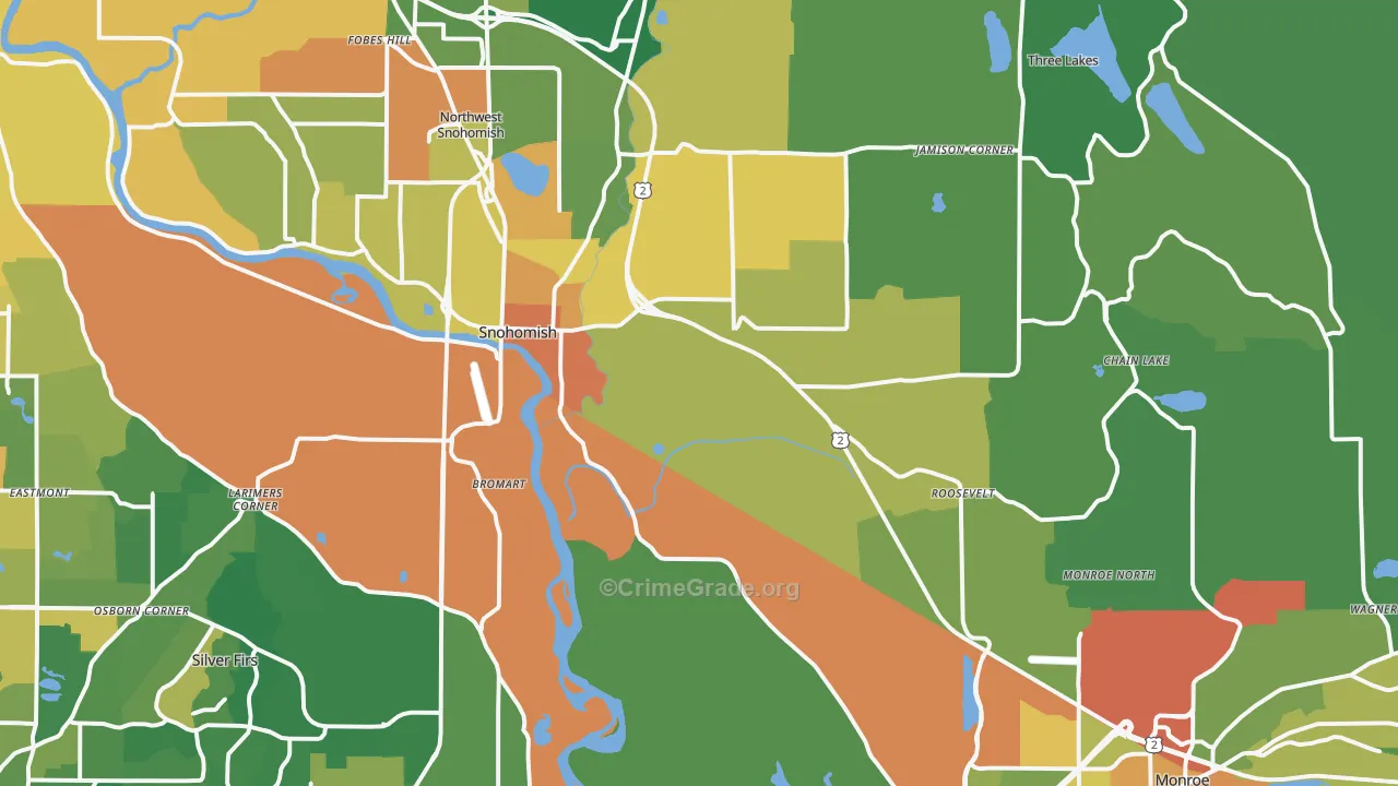 Snohomish, WA Map of Theft Rates