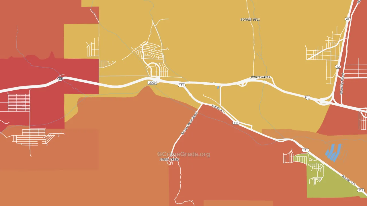 Snow Creek, CA Map of Theft Rates