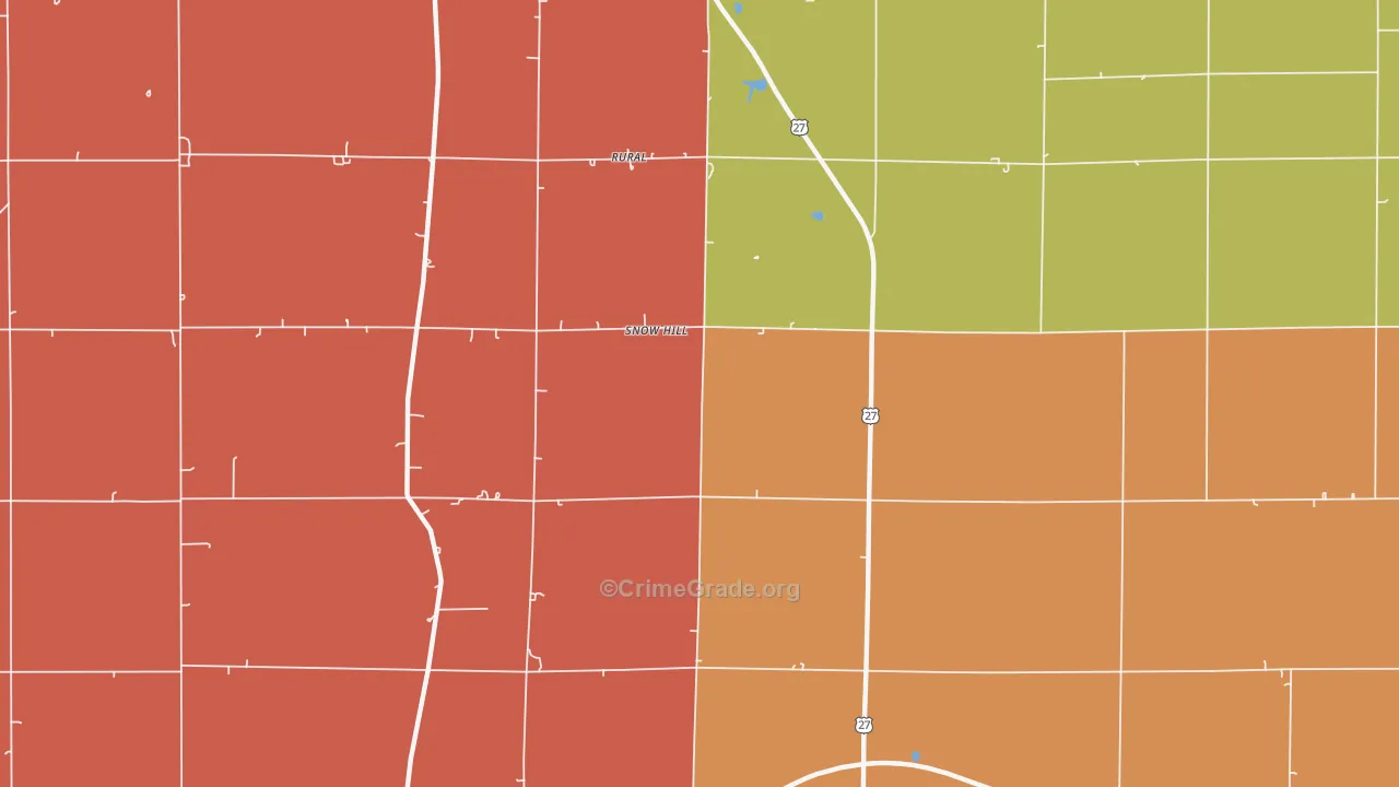 Snow Hill, IN Map of Theft Rates