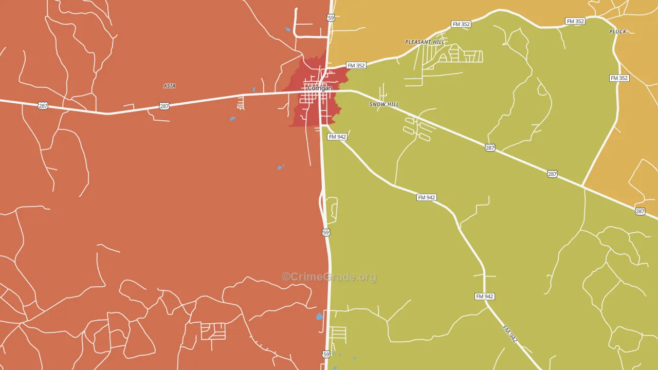 Snow Hill, TX Map of Theft Rates