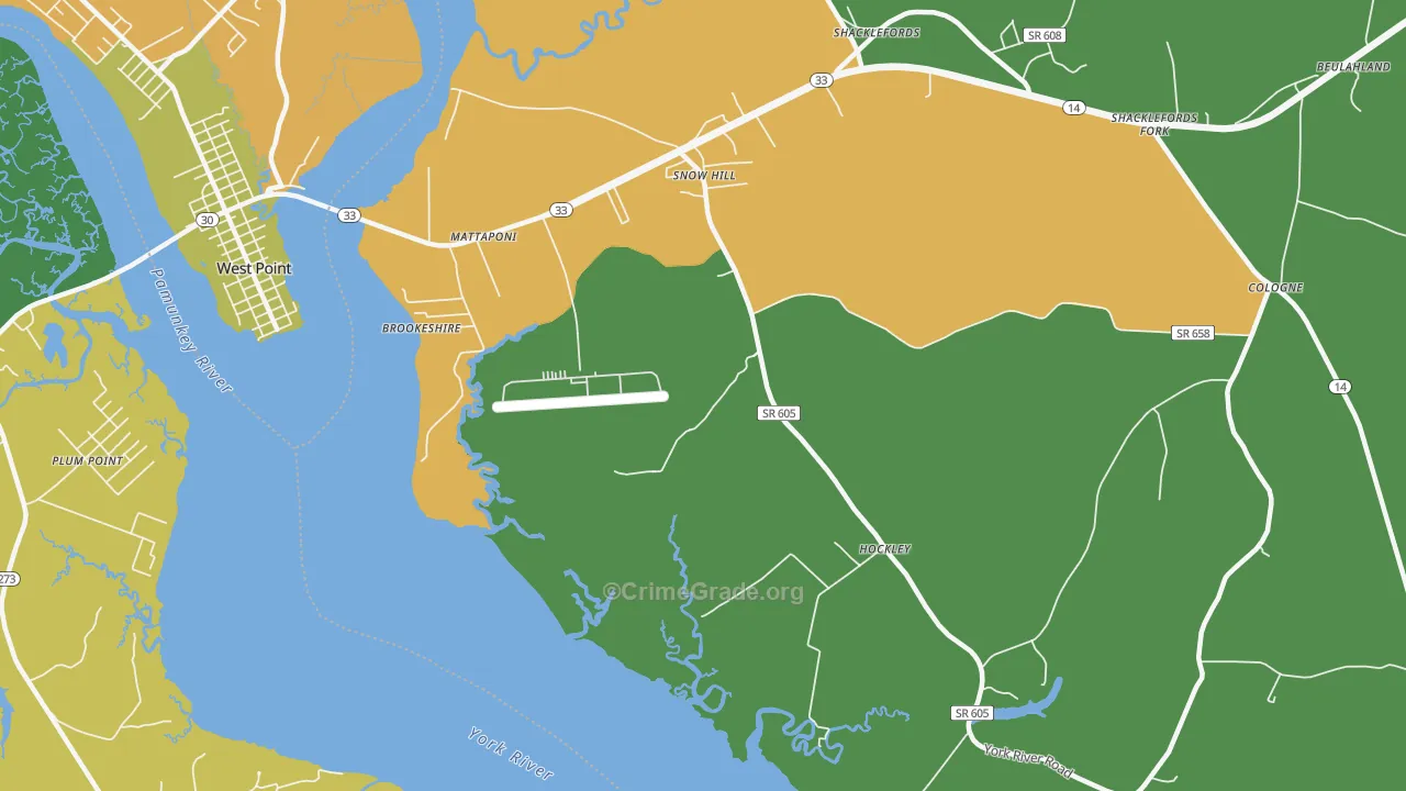Snow Hill, VA Map of Theft Rates