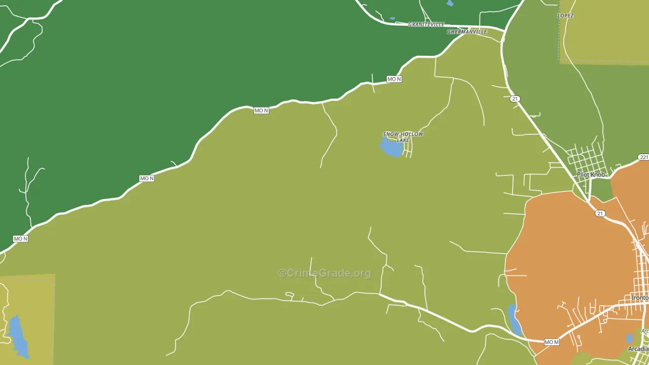 Snow Hollow Lake, MO Map of Theft Rates