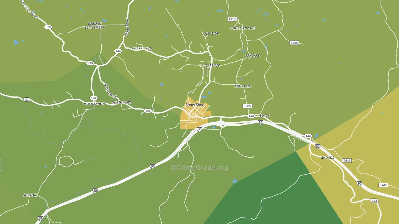 Snow Shoe, PA Map of Theft Rates