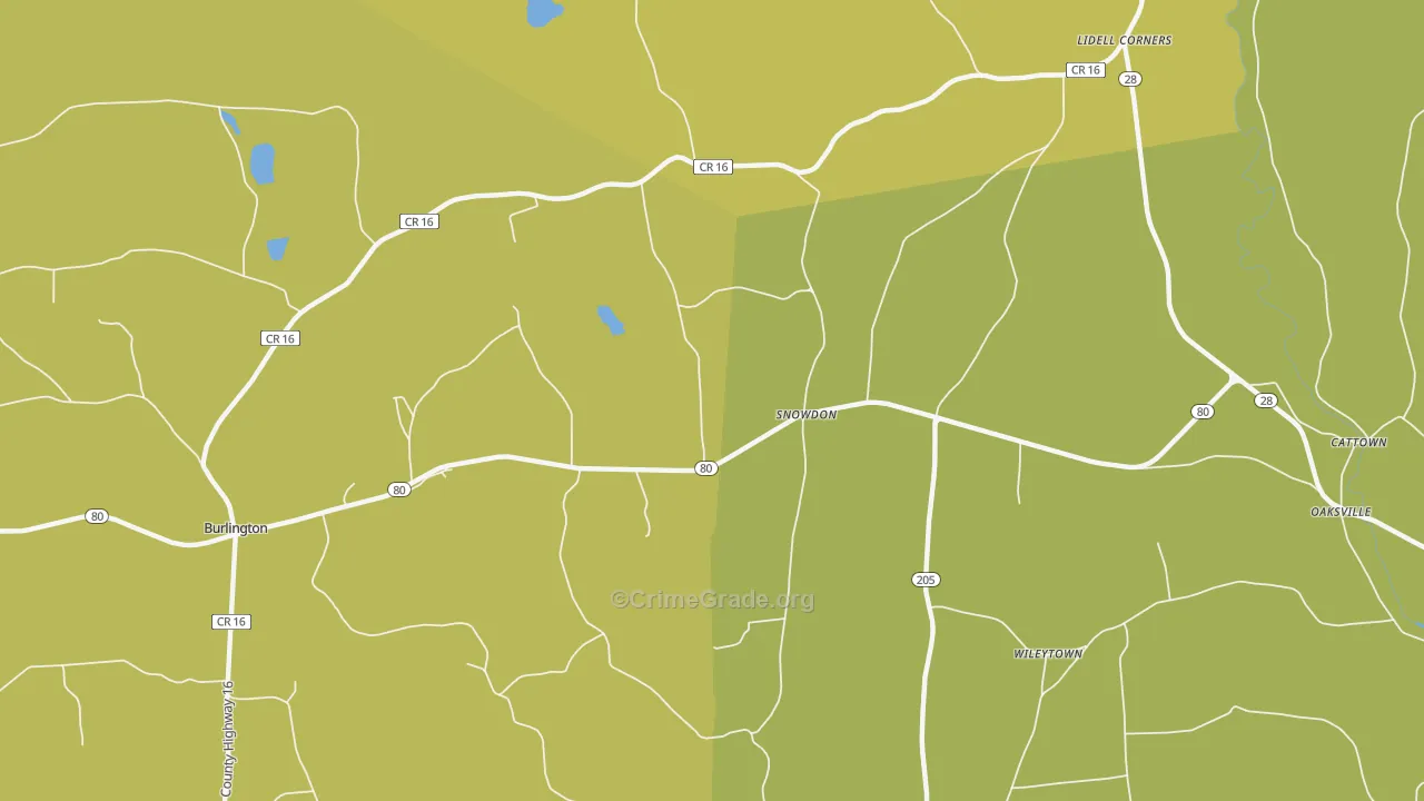 Snowdon, NY Map of Theft Rates