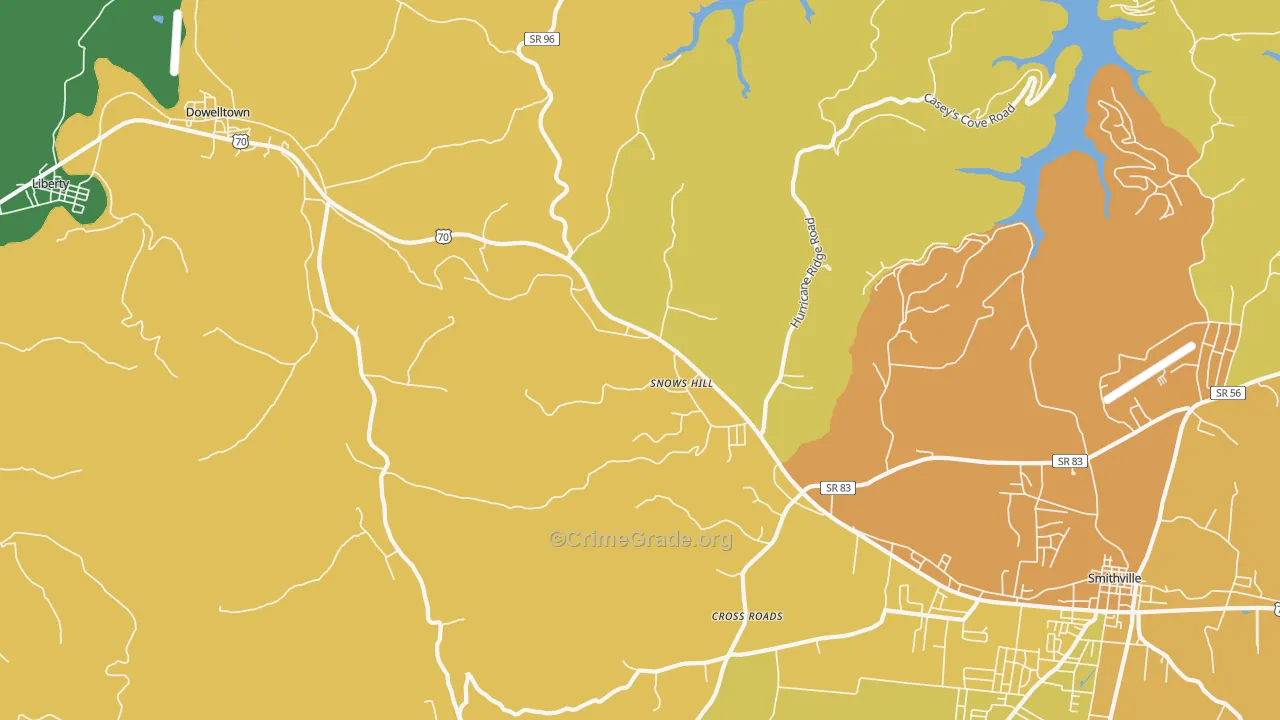 Snows Hill, TN Map of Theft Rates