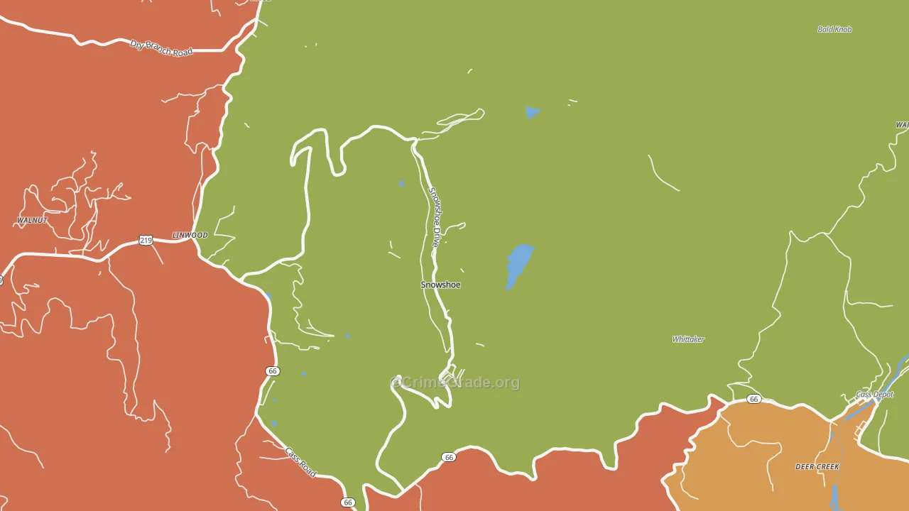 Snowshoe, WV Map of Theft Rates