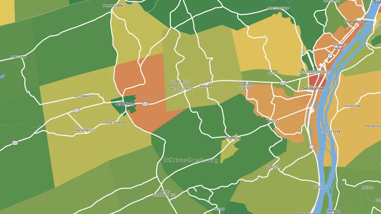 Snyder County, PA Map of Theft Rates