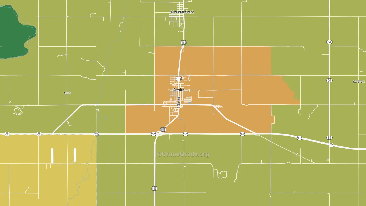 Snyder, OK Map of Theft Rates