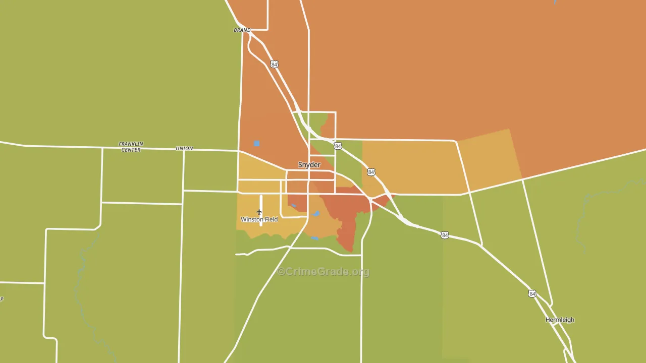 Snyder, TX Map of Theft Rates