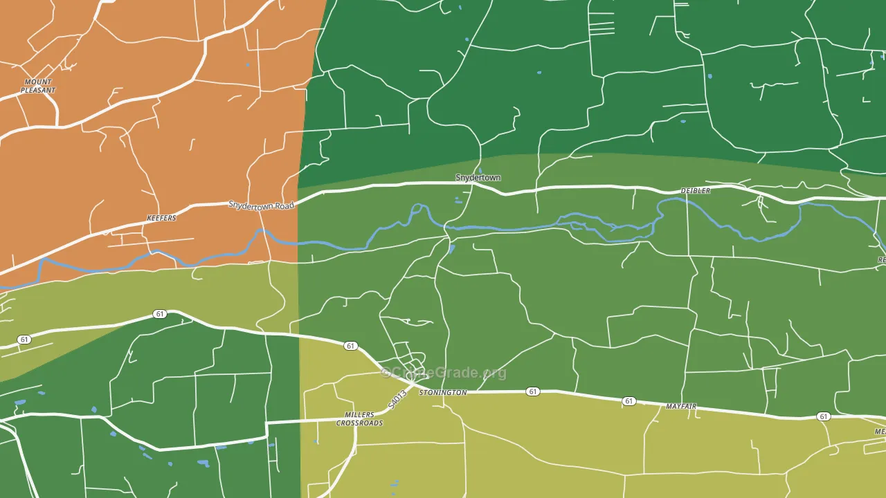 Snydertown, PA Map of Theft Rates