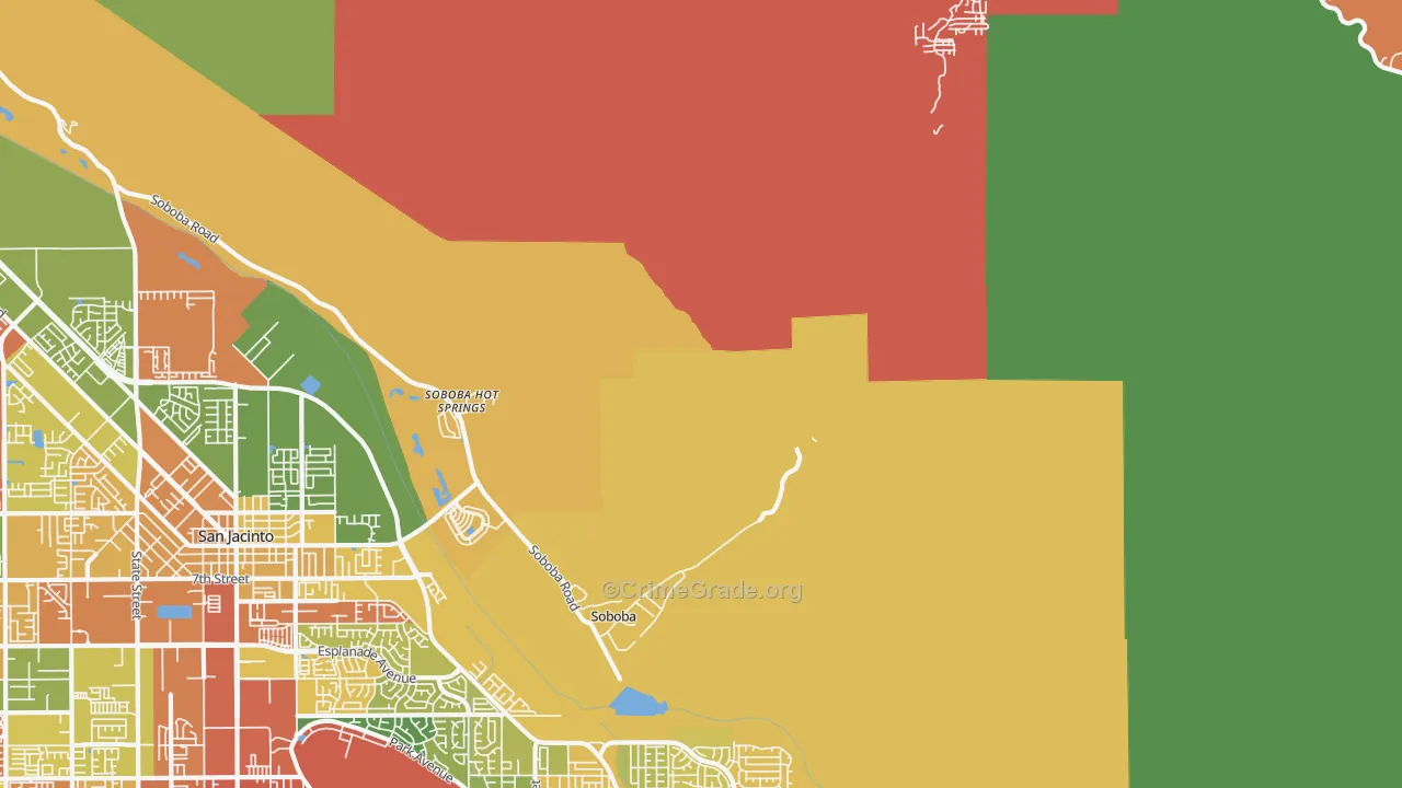 Soboba Hot Springs, CA Map of Theft Rates