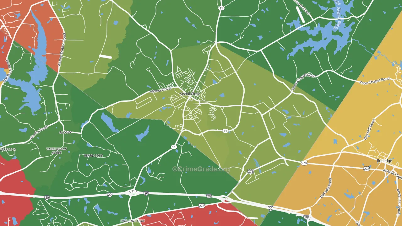 Social Circle, GA Map of Theft Rates