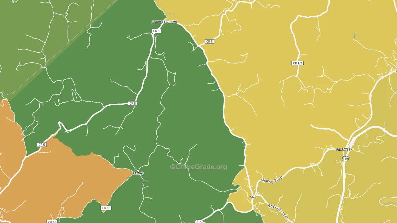 Sod, WV Map of Theft Rates