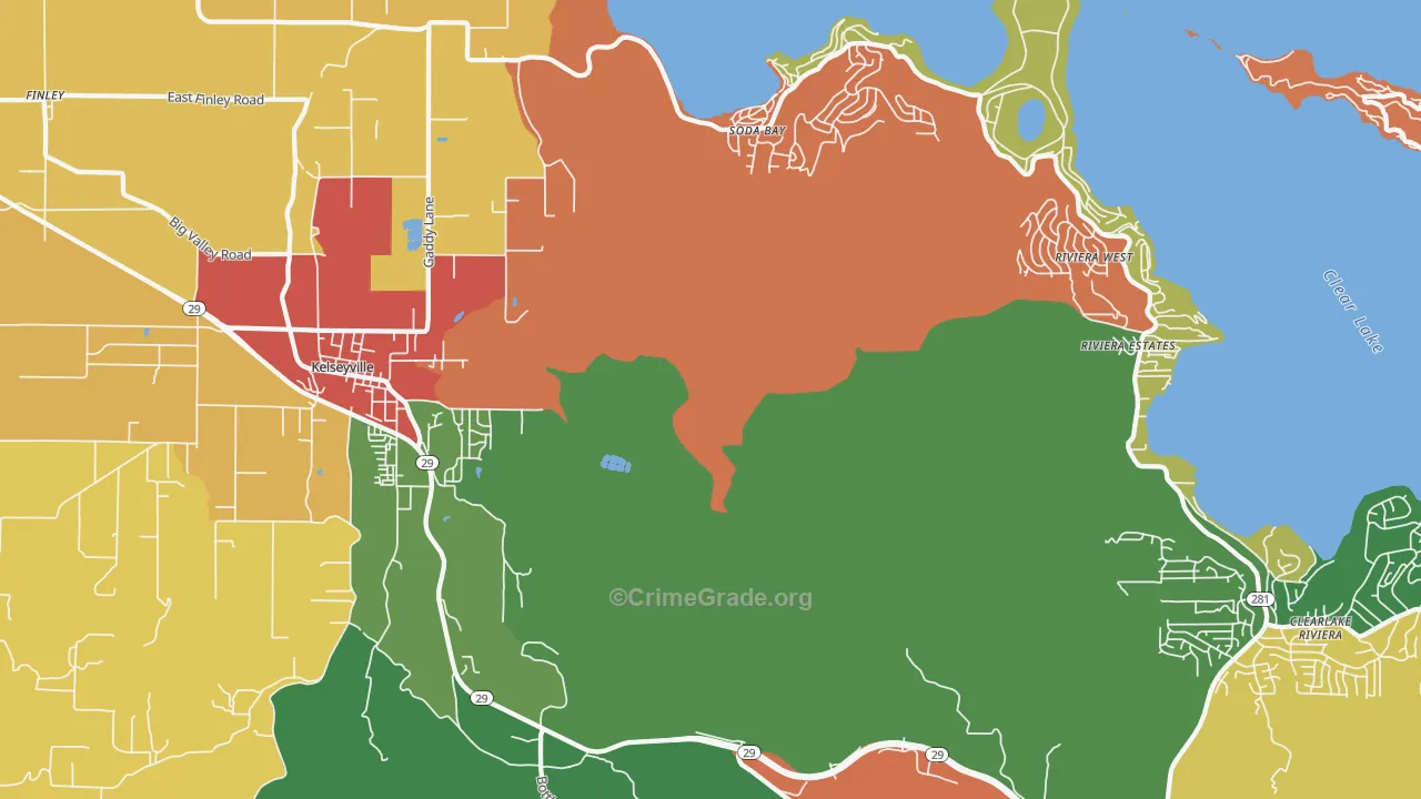 Soda Bay, CA Map of Theft Rates