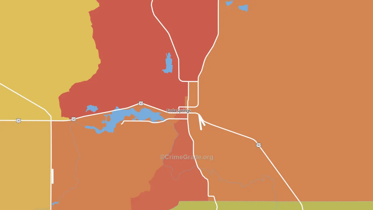 Soda Springs, ID Map of Theft Rates
