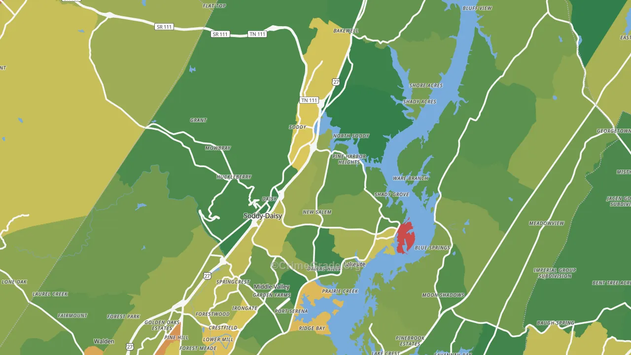 Soddy-Daisy, TN Map of Theft Rates