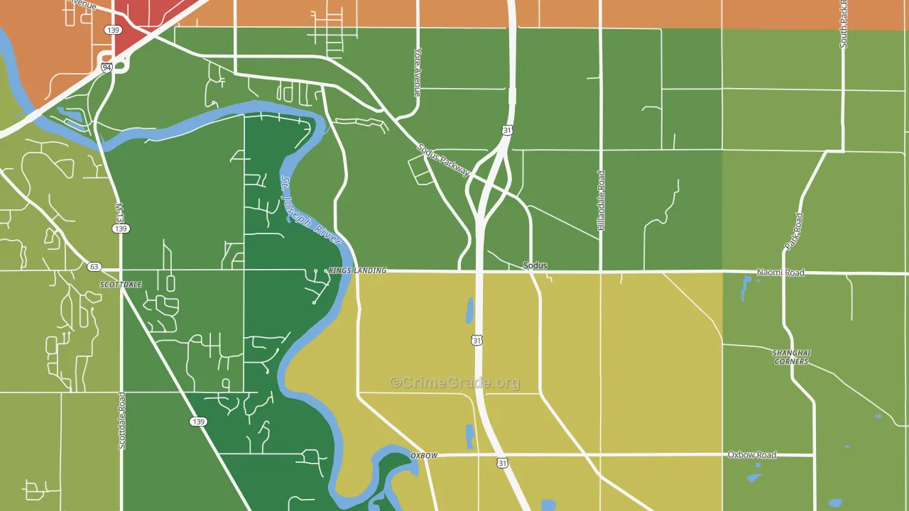 Sodus, MI Map of Theft Rates