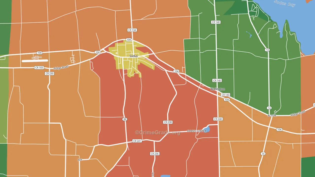Sodus, NY Map of Theft Rates