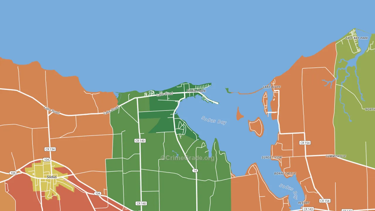 Sodus Point, NY Map of Theft Rates