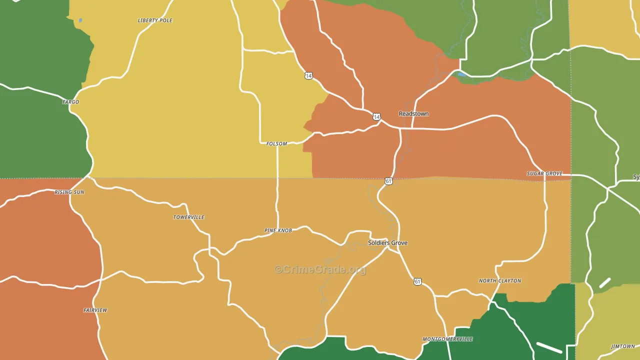 Soldiers Grove, WI Map of Theft Rates