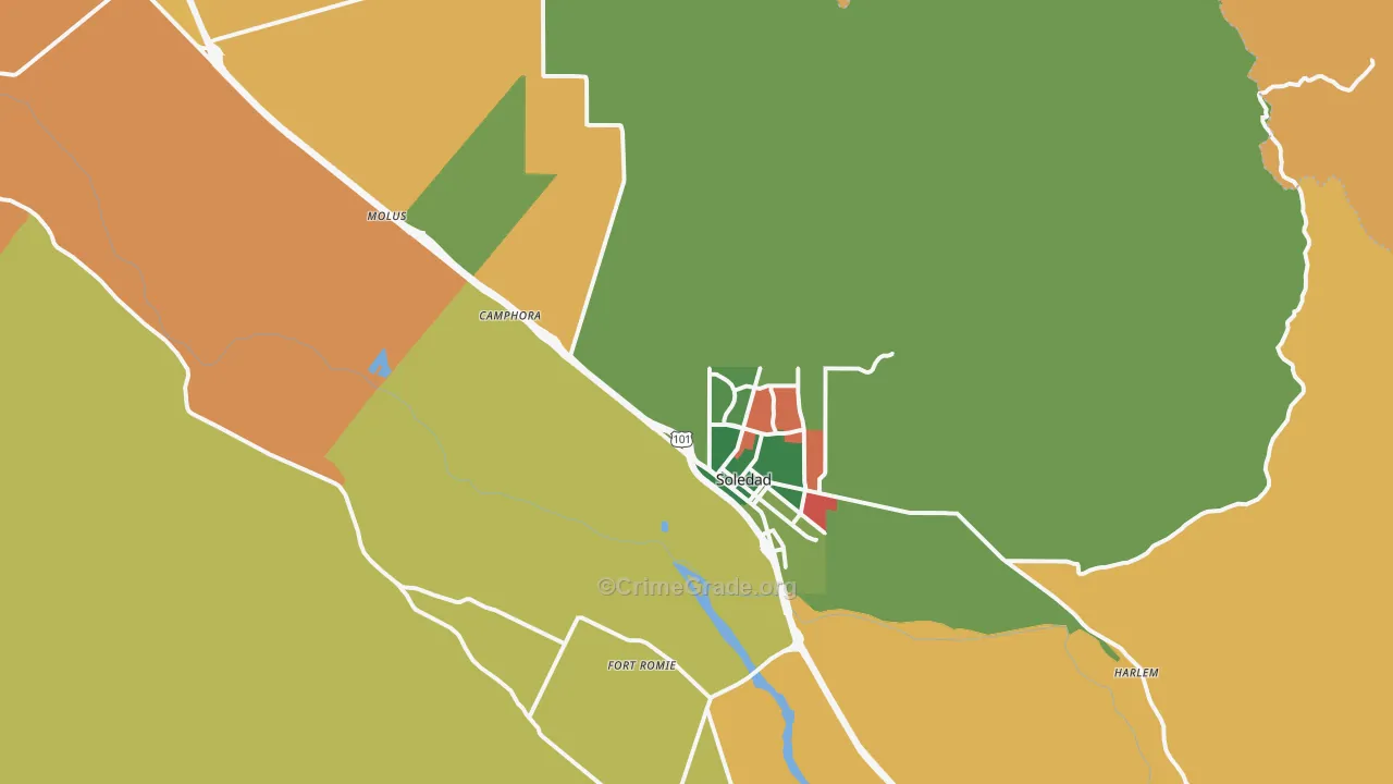 Soledad, CA Map of Theft Rates