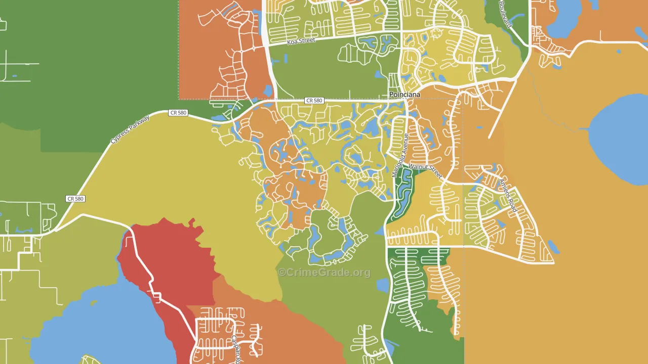 Solivita, Poinciana, FL Map of Theft Rates