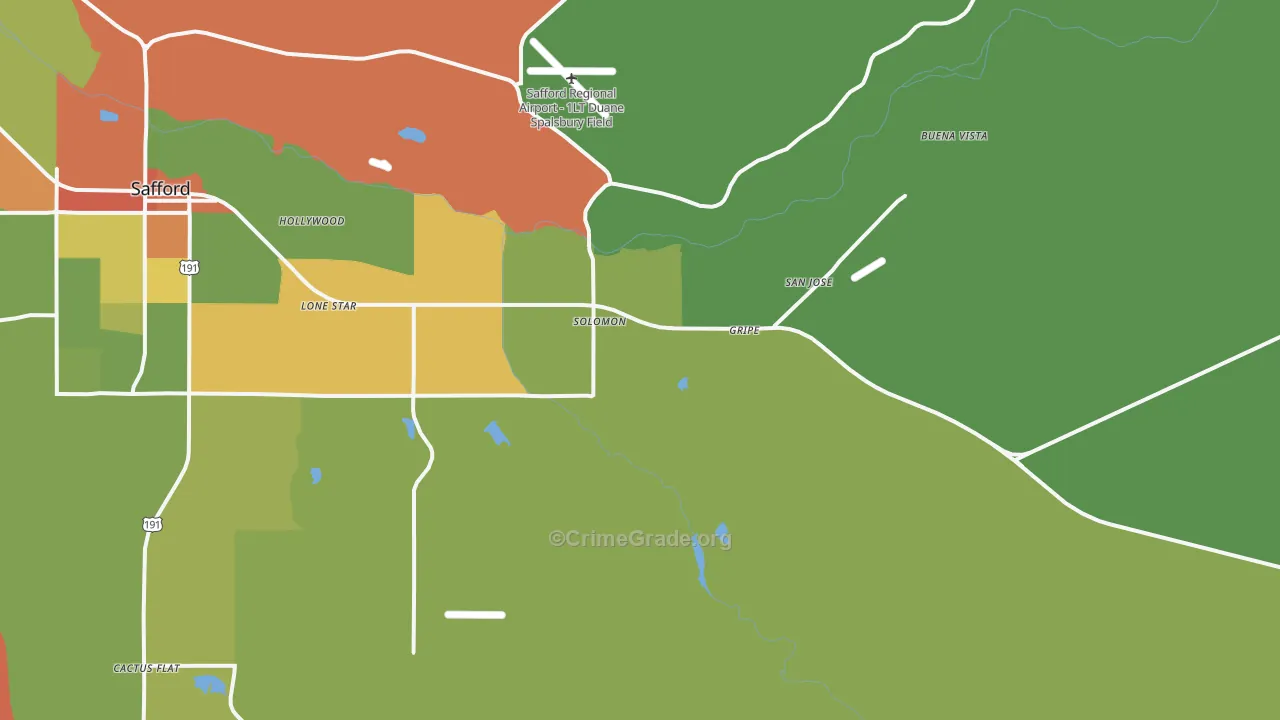 Solomon, AZ Map of Theft Rates