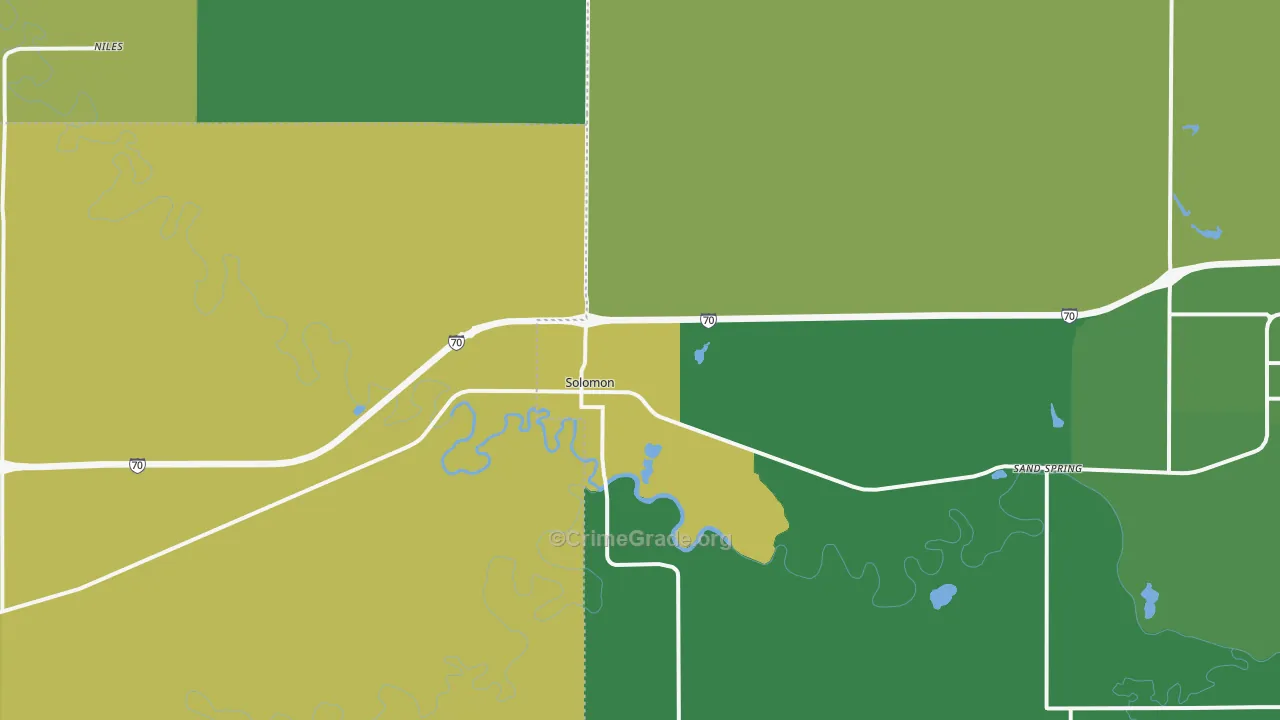 Solomon, KS Map of Theft Rates