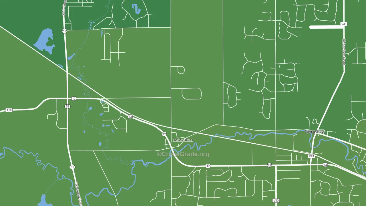 Solon Mills, IL Map of Theft Rates