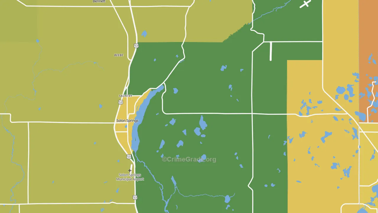 Solon Springs, WI Map of Theft Rates