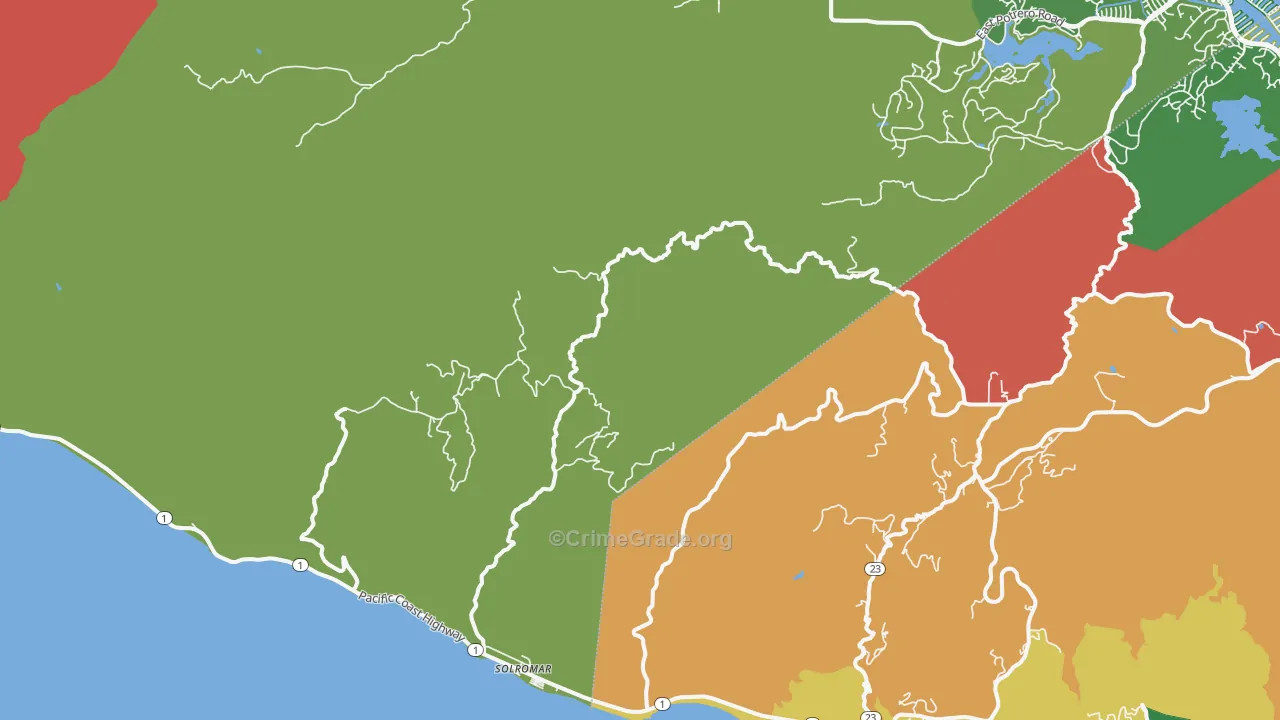 Solromar, CA Map of Theft Rates
