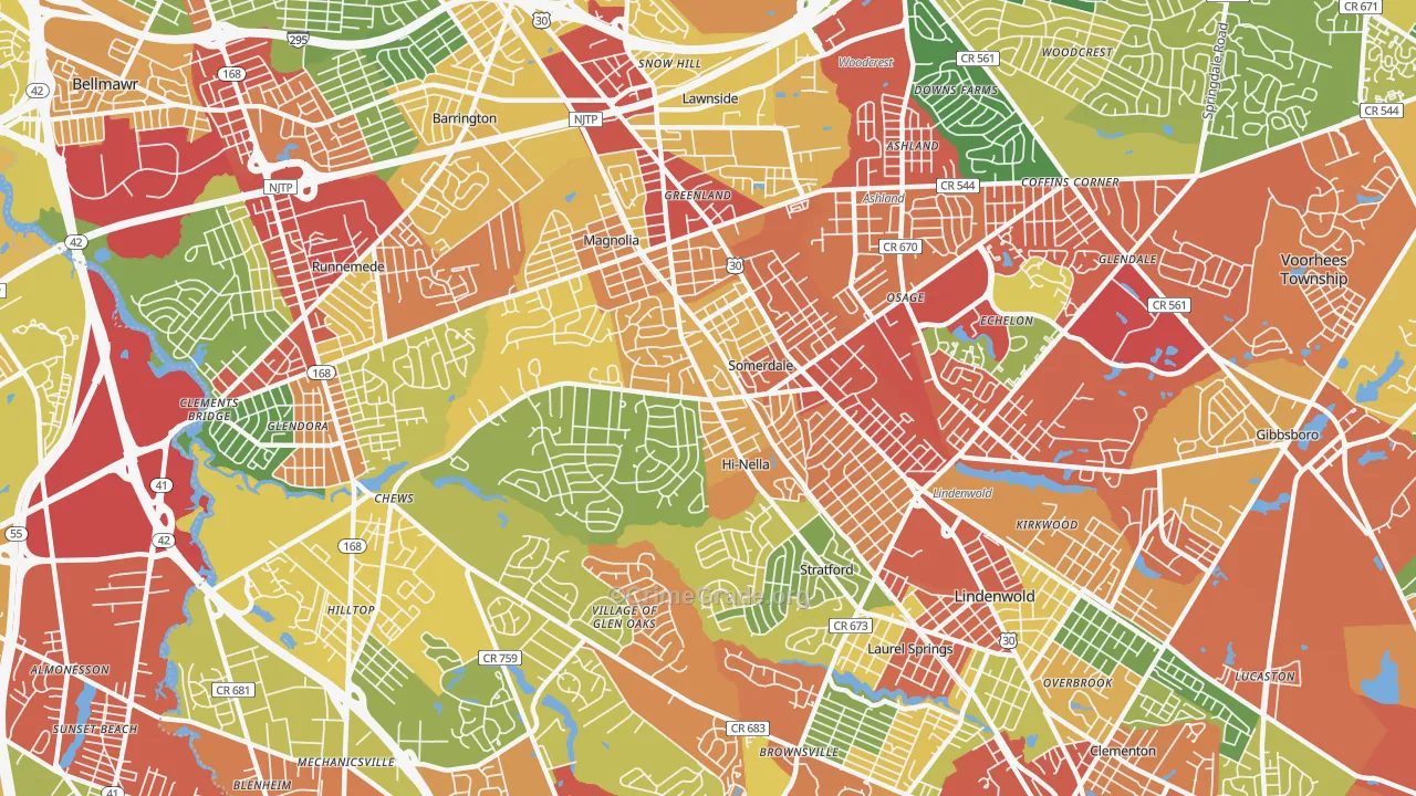 Somerdale, NJ Map of Theft Rates
