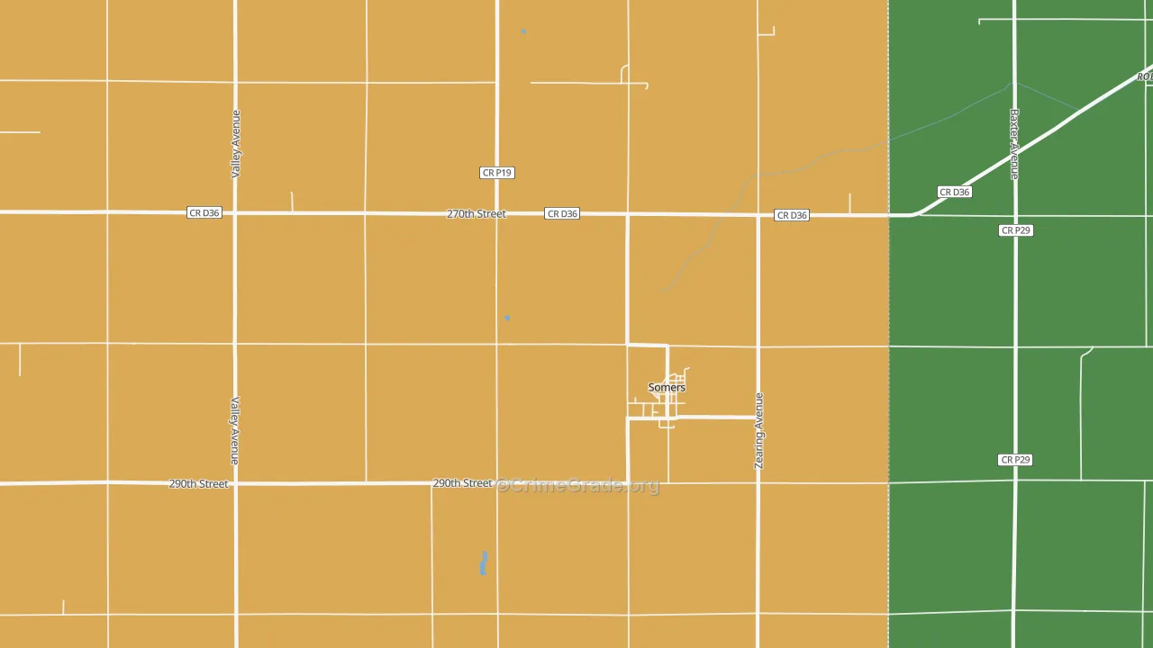 Somers, IA Map of Theft Rates