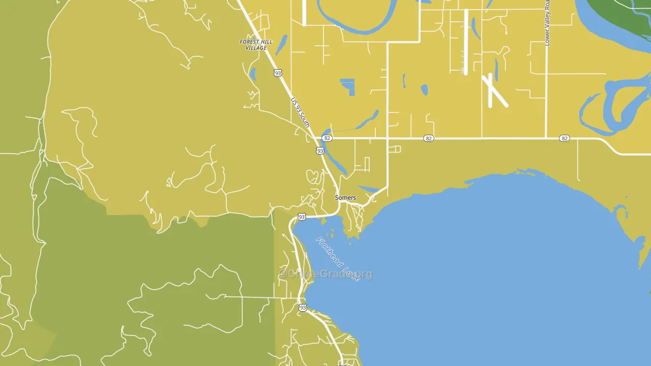 Somers, MT Map of Theft Rates