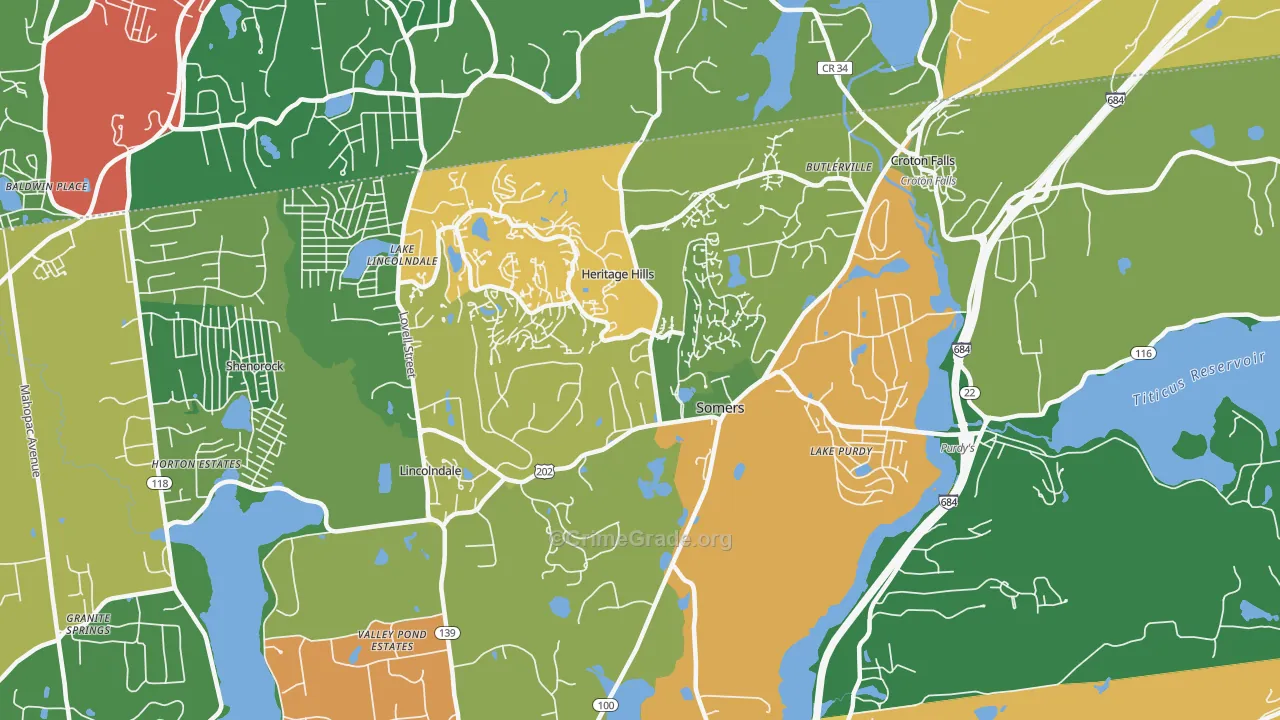 Somers, NY Map of Theft Rates