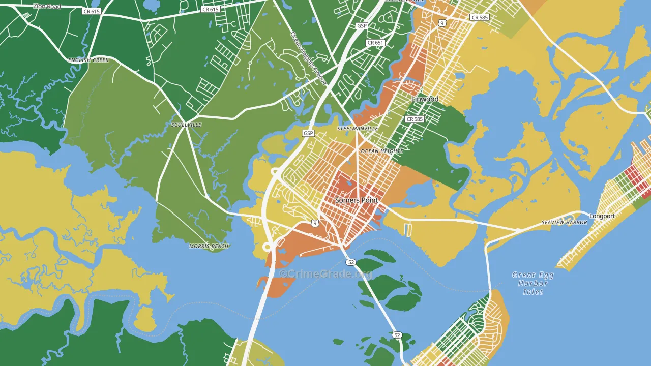 Somers Point, NJ Map of Theft Rates