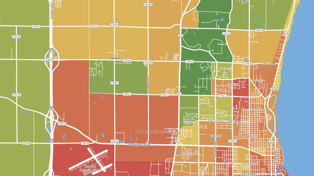 Somers, WI Map of Theft Rates
