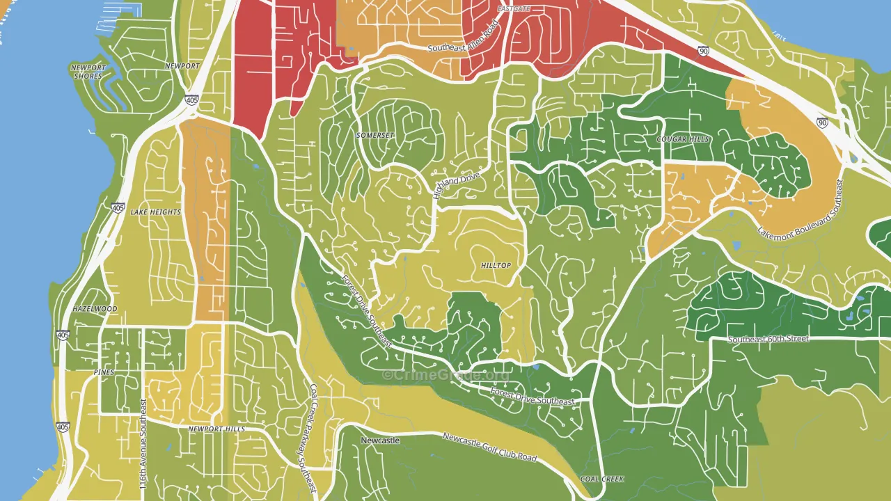 Somerset, Bellevue, WA Map of Theft Rates