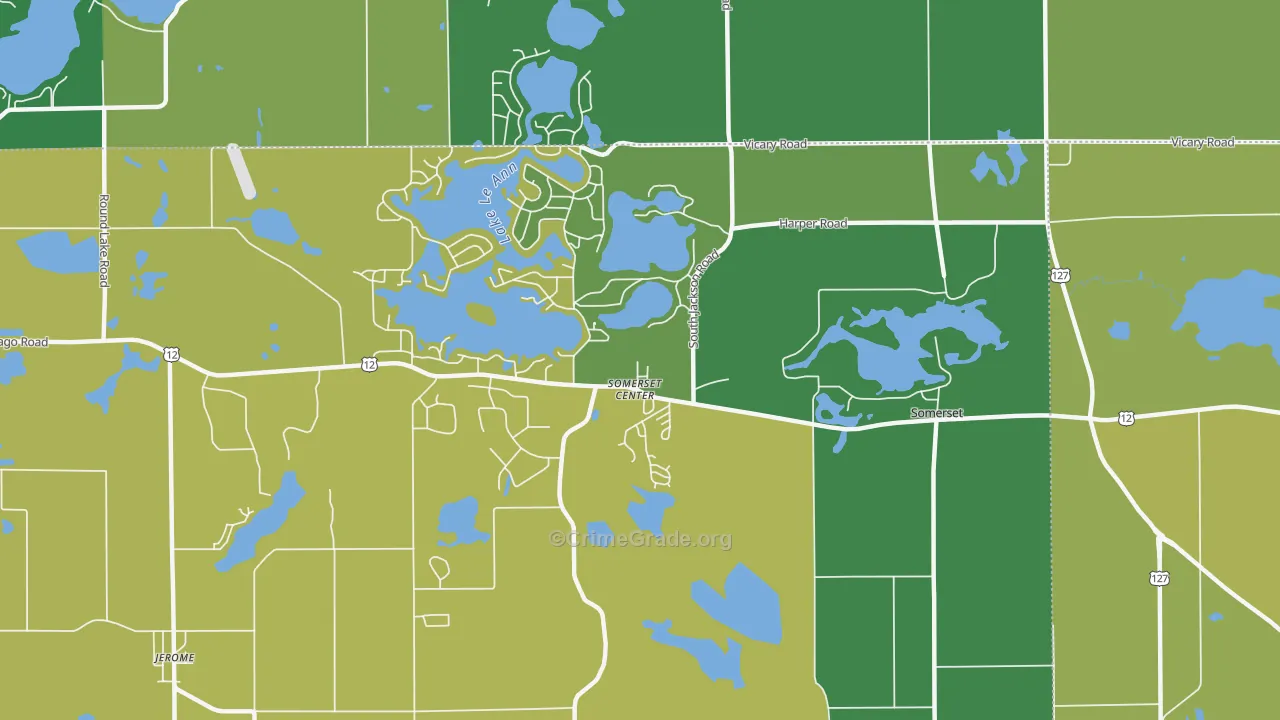 Somerset Center, MI Map of Theft Rates