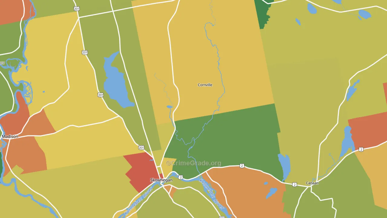 Somerset County, ME Map of Theft Rates