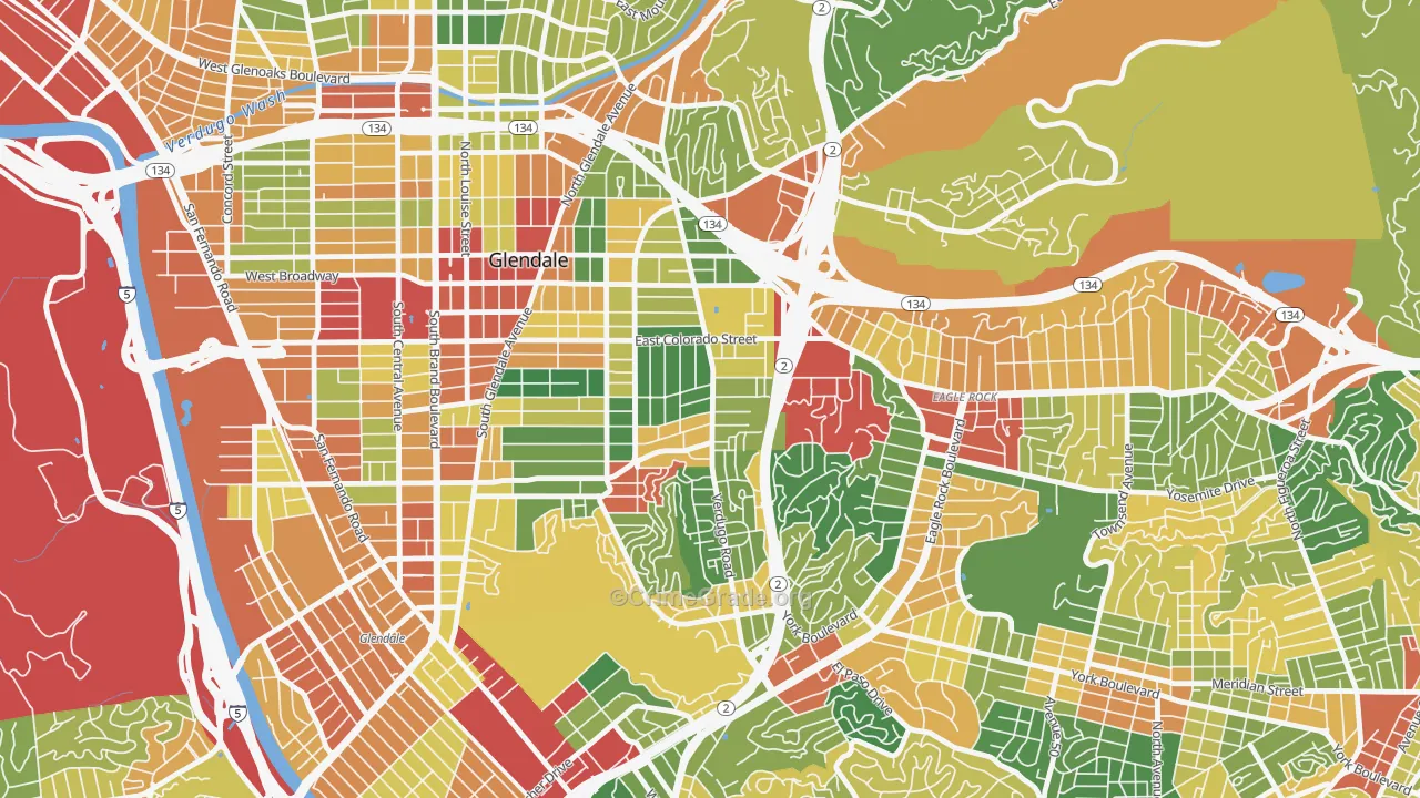Somerset, Glendale, CA Map of Theft Rates