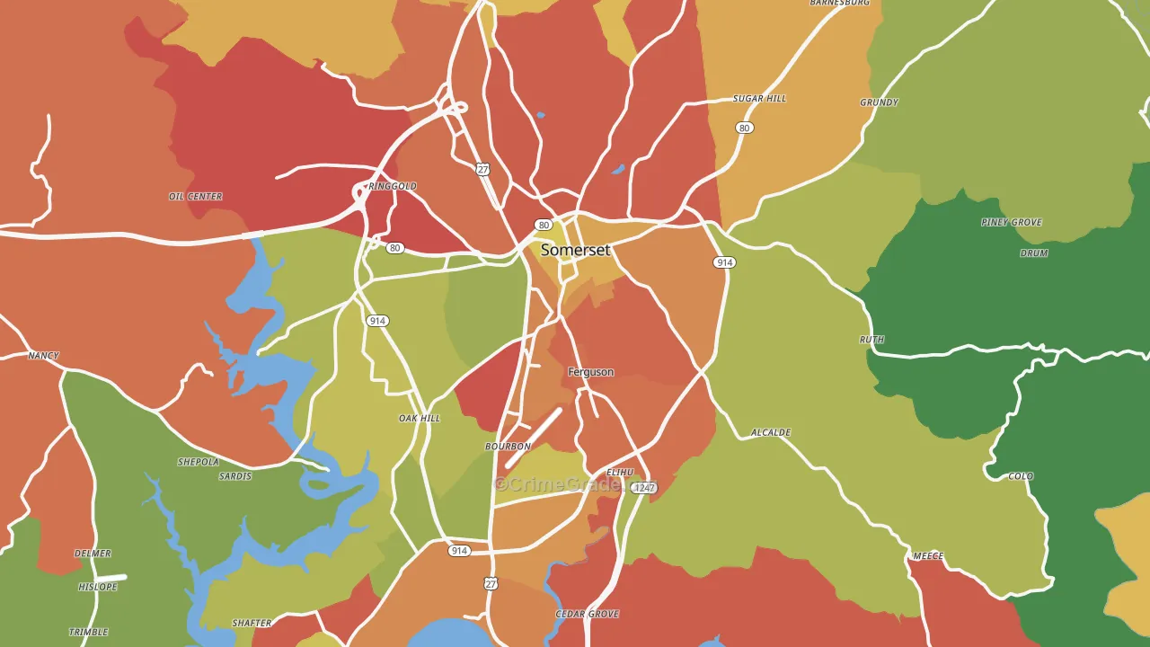 Somerset, KY Map of Theft Rates