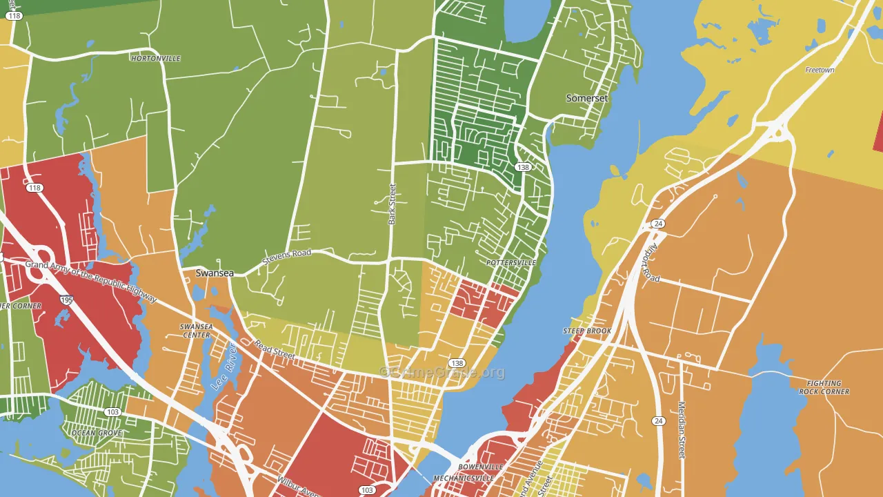 Somerset, MA Map of Theft Rates