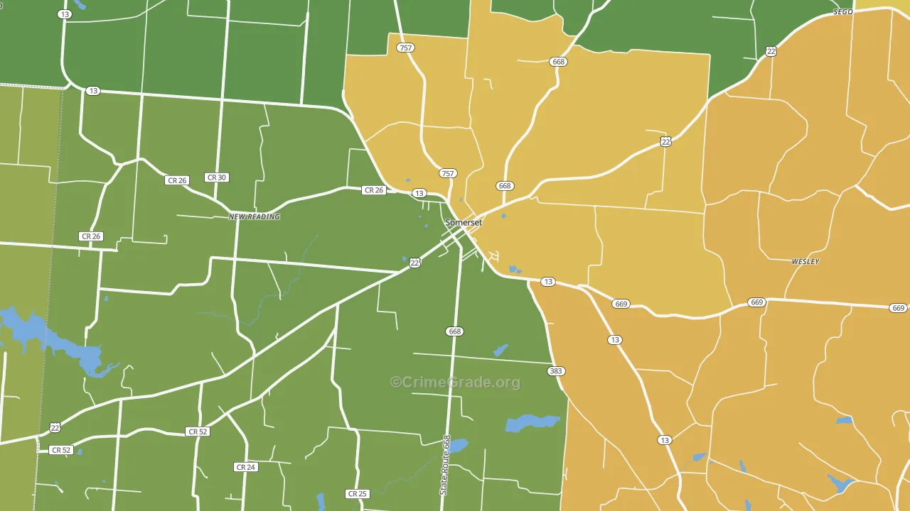 Somerset, OH Map of Theft Rates