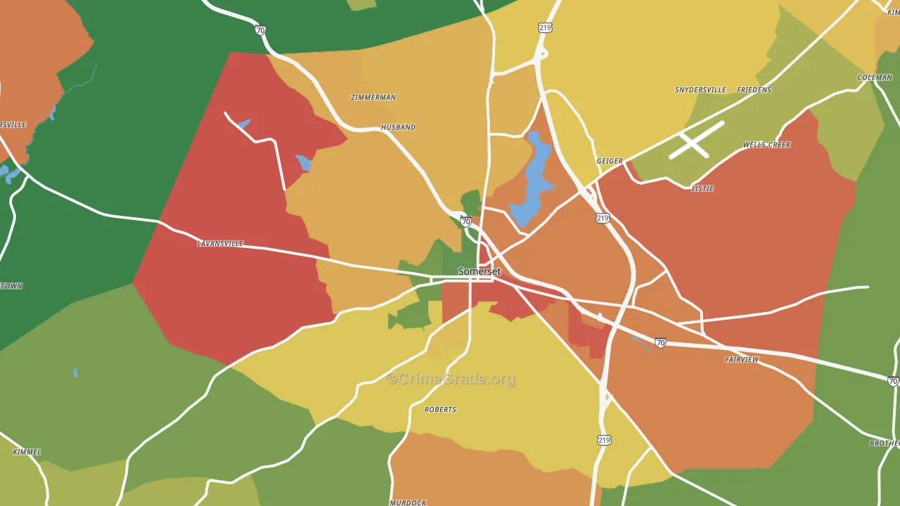 Somerset, PA Map of Theft Rates
