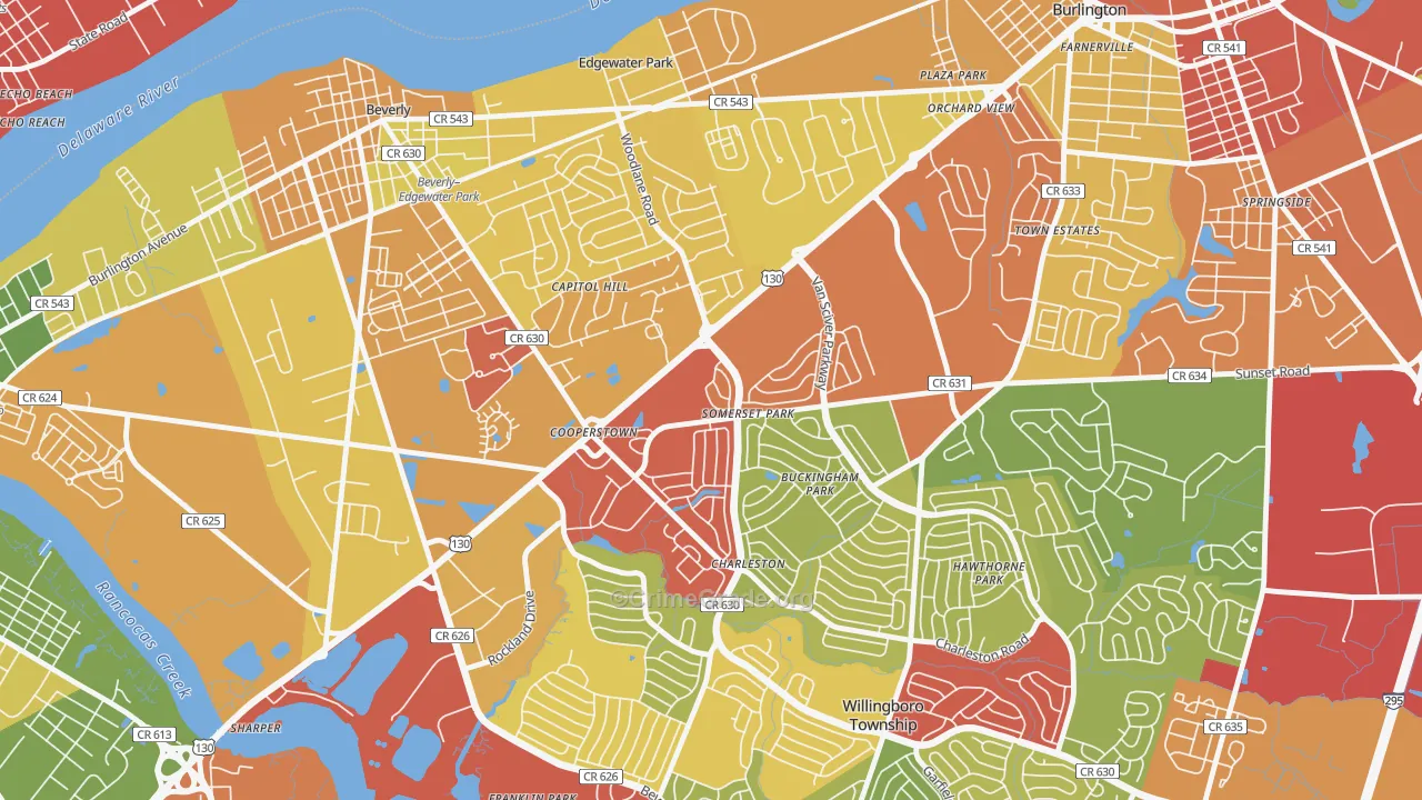 Somerset Park, Willingboro, NJ Map of Theft Rates
