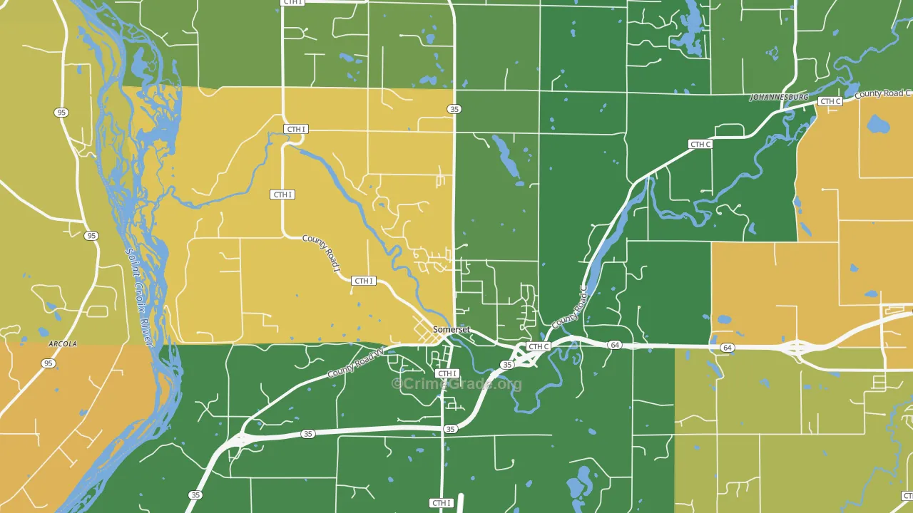 Somerset, WI Map of Theft Rates
