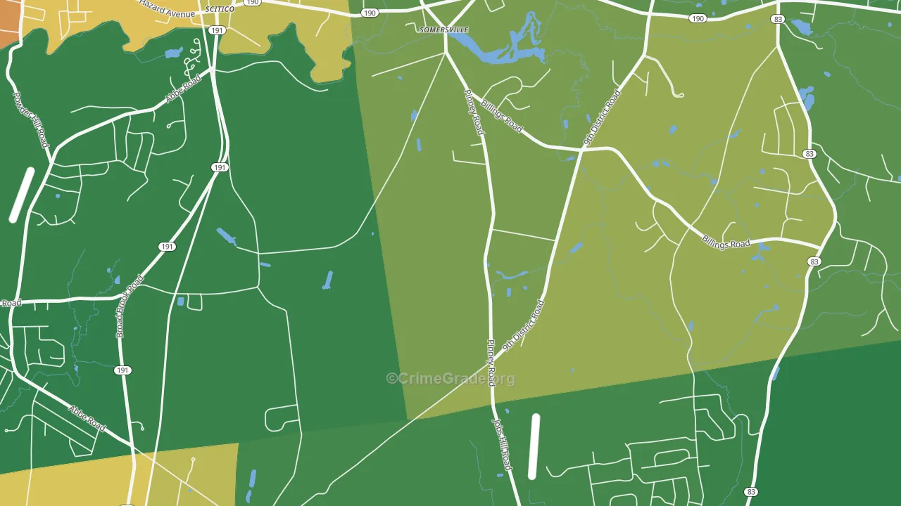 Somersville, CT Map of Theft Rates