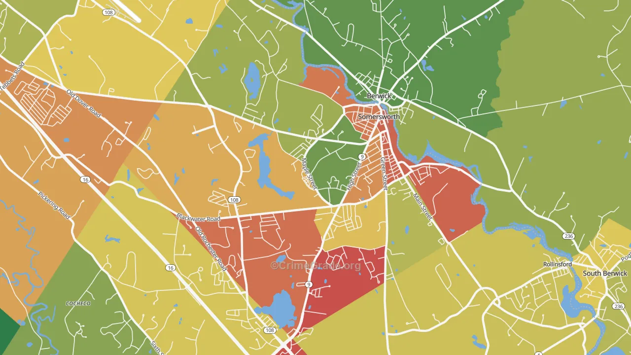 Somersworth, NH Map of Theft Rates