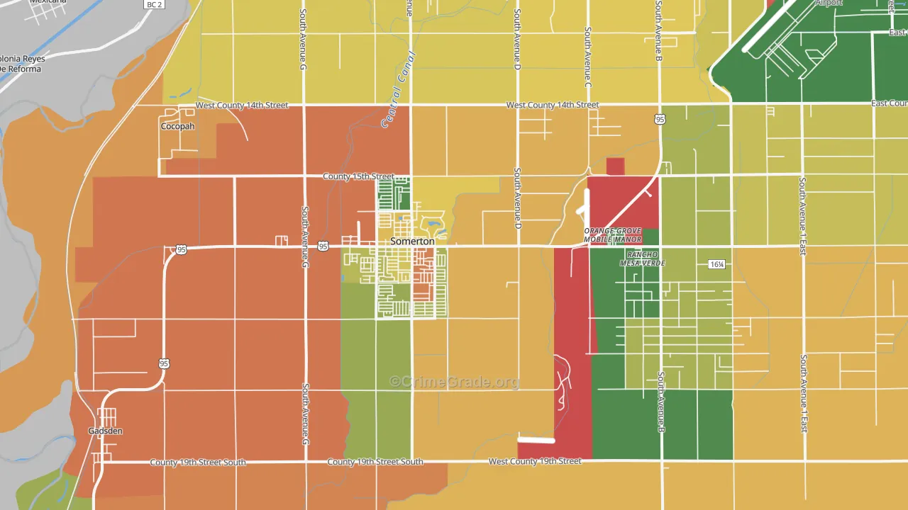 Somerton, AZ Map of Theft Rates